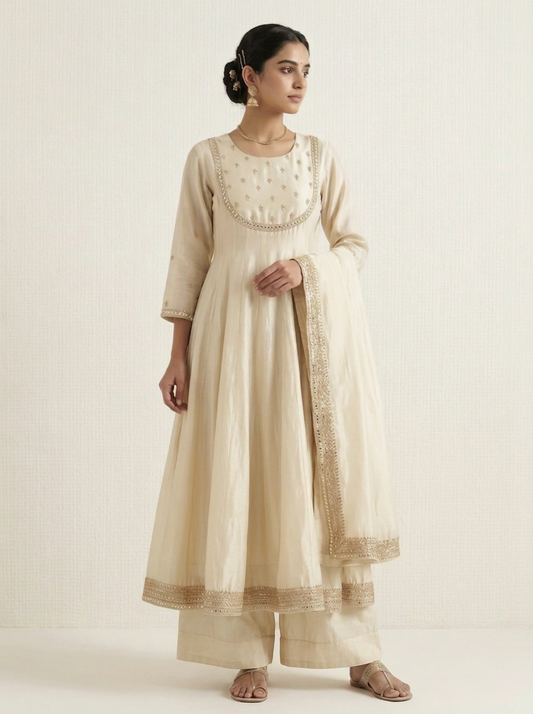 Ivory silk suit set