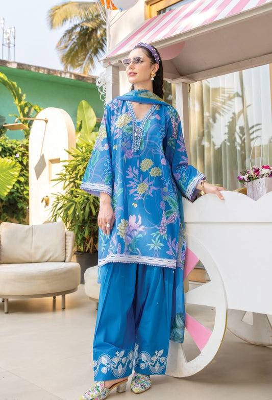 Blue Blossom Cotton Farshi Salwar Set
