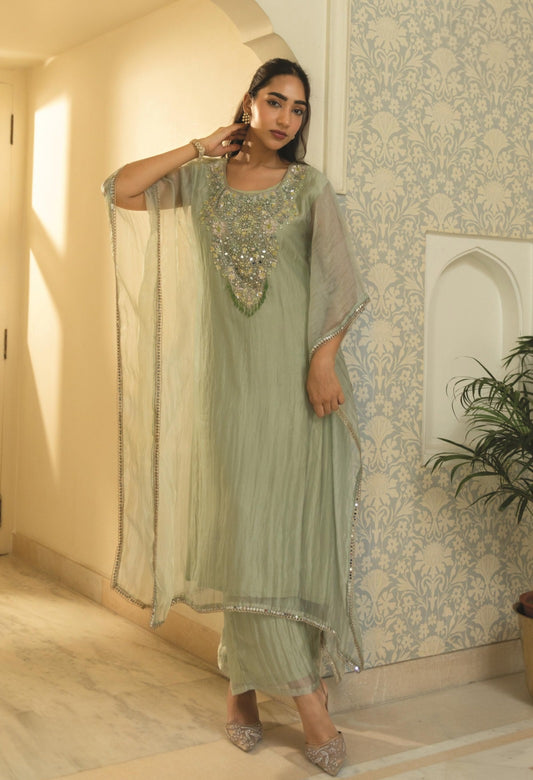Sage Aura Tissue Kaftan Set