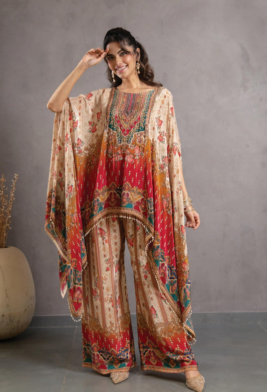 Bohemian Jewel Crepe Kaftan Set