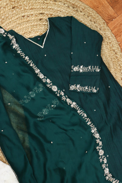 Emerald Greeen Mul Chanderi Suit set (Copy)