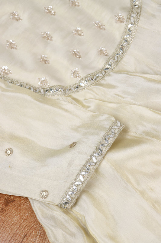 Ivory silk suit set