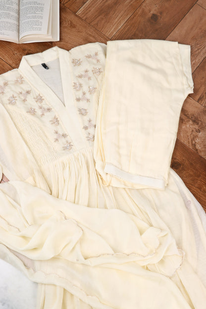 Ivory Mul Chanderi Suit Set