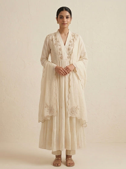 Ivory Mul Chanderi Suit Set