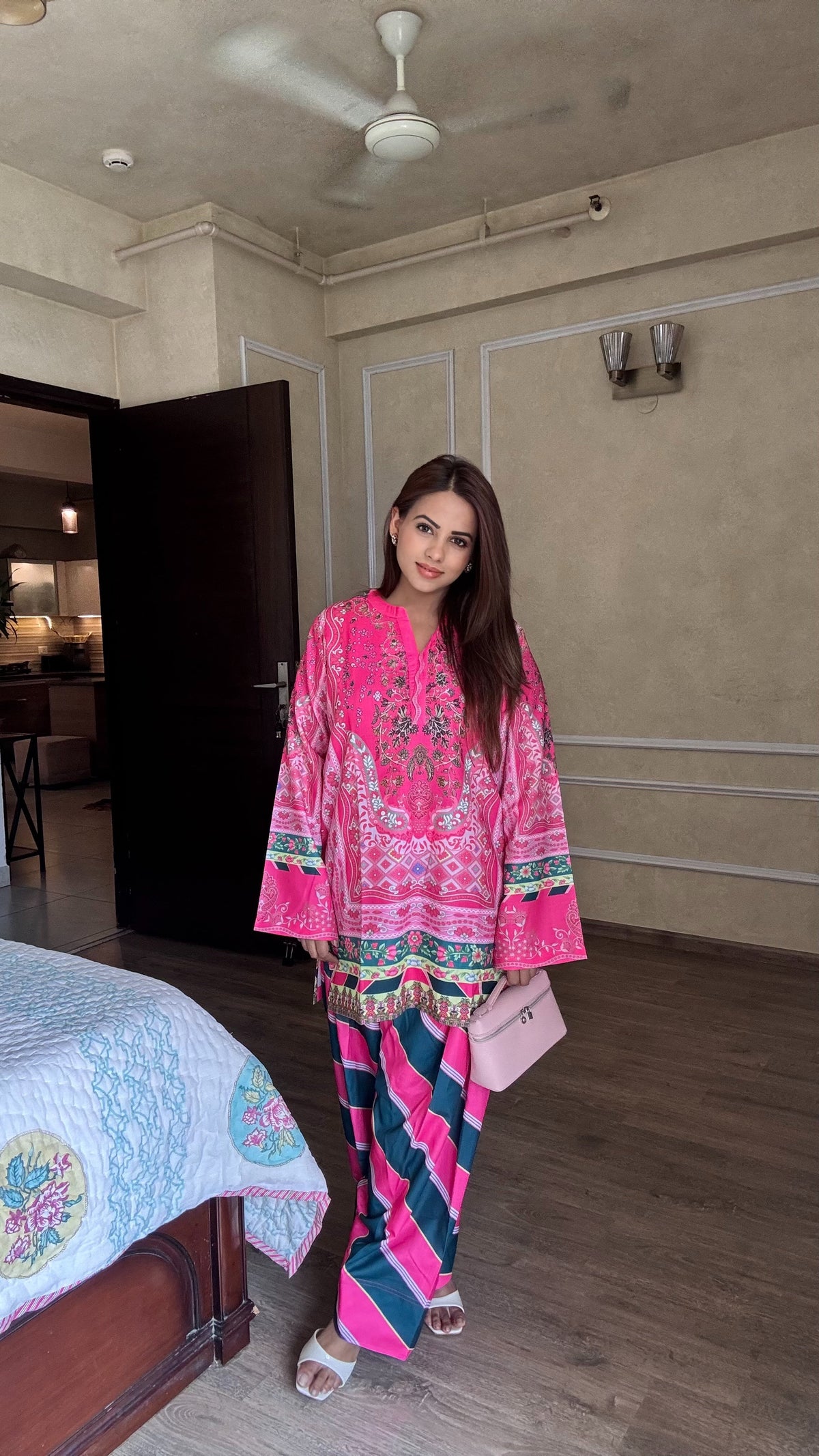 crimson printed linen co-ord set