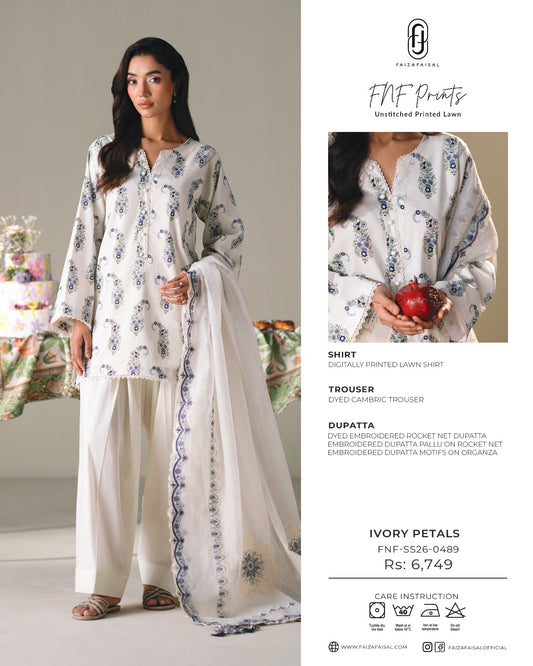 Faiza Faisal FNF Prints 26 | Ivory Petals