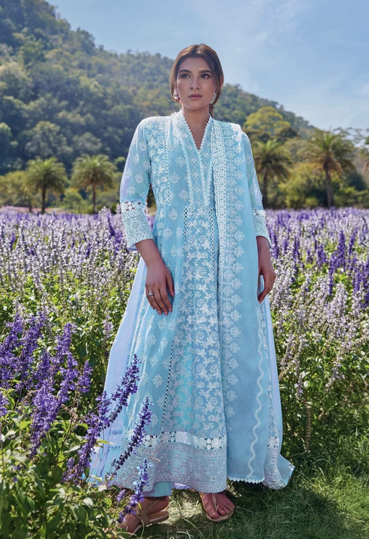 Lavender Schiffli Cotton-Anarkali Set