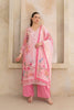 Pink Printed Silk Blend Straight Suit Set