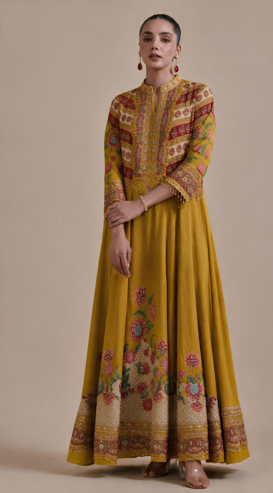 Mustard Anarkali Set