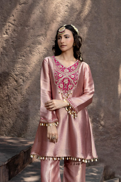 Magenta Rose Silk Suit Set