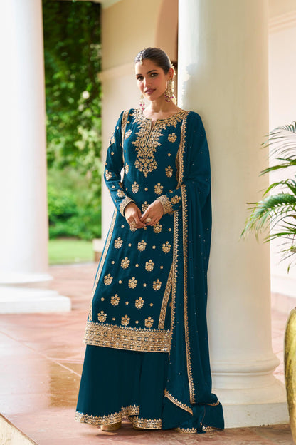 Farida Chinon Embroidered Sharara Set