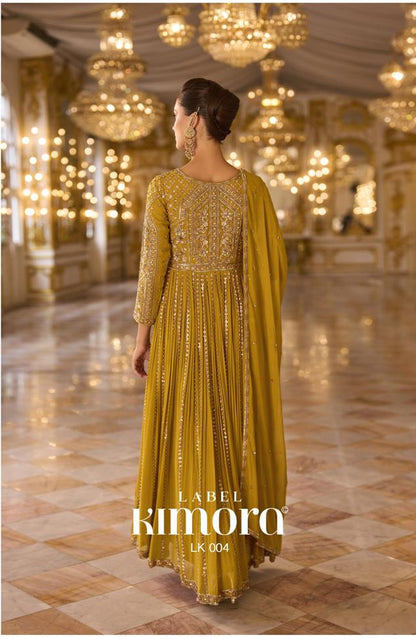 Mustard Anarkali with Zari and sequin embroidery