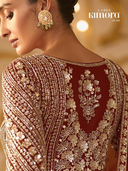 Rust Anarkali with Zari And Sequin Work