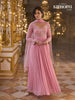 pink anarkali with sequin and beads work