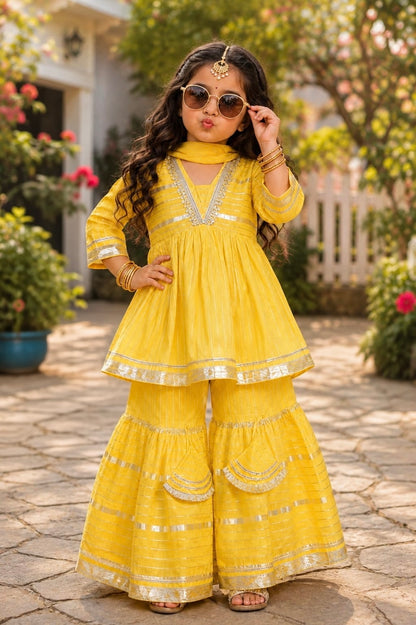 3 Piece peplum sharara set