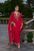 Red Farshi Salwar Suit Set with Hand Embroidery