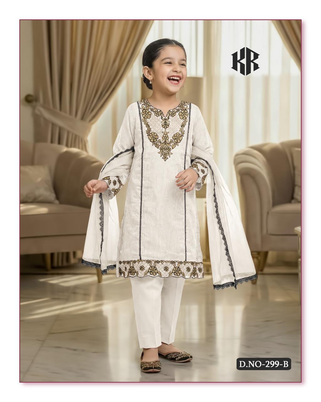 maria b kids ramazan special 299 embroidered cotton net kameez set