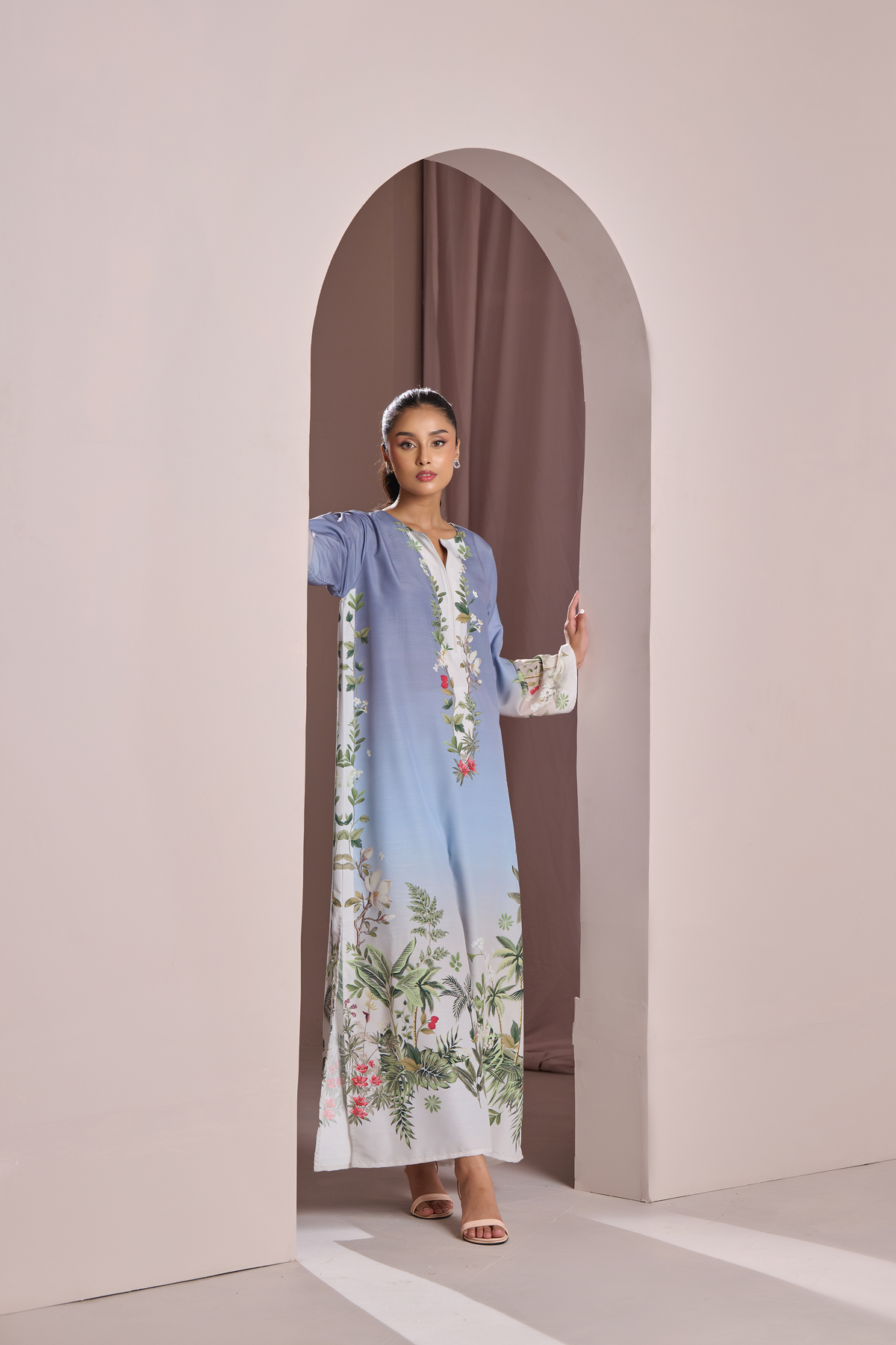 lilac blush ombre embroidered crepe co-ord set